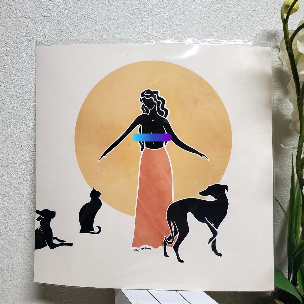 Danica Gim Modern Minimalist Artwork Woman w Animals & Sun